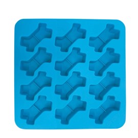 Messy Mutts Silicone Bake & Freeze Treat Making Mold | 2 Pack | 12 Bone Shaped 1 oz Molds | 9" x 9" Tray | Dishwasher, Freezer, Oven Safe | Blue/Green