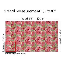 Feelyou Watermelon Outdoor Fabric by The Yard, Watercolor Summer Fruit Theme Upholstery Fabric for Chairs, Cartoon Sweet Juicy Pieces Watermelon Seeds Decorative Fabric for Home DIY Projects, 5 Yards