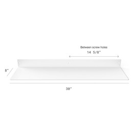 DIY CARTEL Linear Floating Shelf - Forged Raw Blackened Steel - Industrial Heavy Duty Metal Wall Mounted Modern Rustic Shelf - Made in The USA (30-inch x 8-inch White)