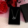 Double Heart Pendant Necklace, Silver Plated Chain, Cubic Zirconia Crystal