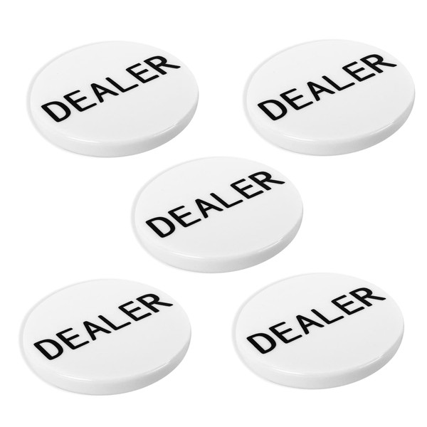 2-Inch Dealer Button - Set of 5 Professional Casino Texas Hold‘em Poker Game Dealer Puck for Gambling Card Games, Texas Hold 'em, Poker Nights, Tournaments