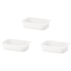 Ikea 800.892.39 Pack of 3 TROFAST Storage Boxes, White; 16.5" x 11.75" x 4 ", Stackable, Compatible with Trofast Frames and Lids, Made of Polypropelene