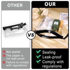 Zeawavsl Zip Pockets, Airplane Liquid Bags - Pack of 4, 20 x 20 cm, TSA Certified, Waterproof and Leak-Proof, with Handles, Travel Accessories for Hand Luggage, Air Travel, black, /