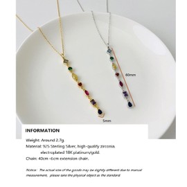 Bellitia Jewelry 925 Sterling Silver Tassel Necklace for Women and Girls, Tassel Necklace with Zirconia Pendant and Adjustable Chain, Sterling Silver, Cubic Zirconia