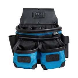 OX Tools 3-Pocket Leather & Nylon Framer Pouch Built with Kevlar - Water Resistant Leather Tool Pouch Hammer & Tape Holder - Tool Pouch for Carpenter Tools Fits 2" to 3"Carpenter Tool Belt OX-U268505