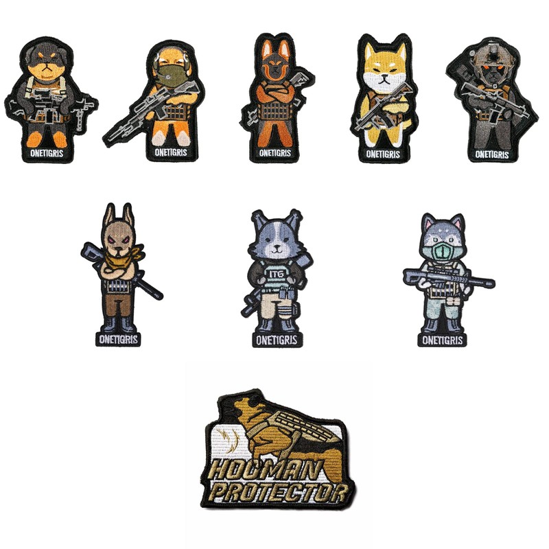 OneTigris Dog Embroidery Morale Patch Mascot Patch/Woven Fabric Velcro Patch