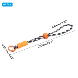 PATIKIL Paracord Lanyard Keychain, 4Pcs Cell Phone Keychain Rope Wrist Lanyards Braided Strap with Spring Ring for Hanging Key, Wavy Design, Black, White, Orange