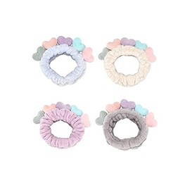 JORCEDI 4 Pcs Makeup Hair Band Elastic Soft Warm Headband Wash Face Hairbands For Spa Shower Face Washing Facial Make Up