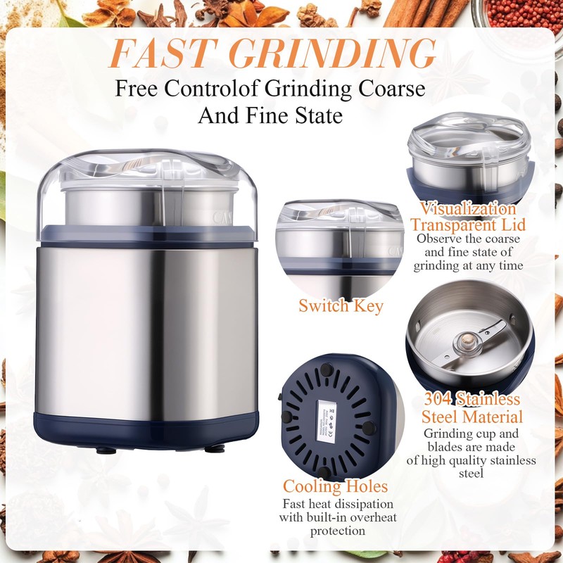 Wovnet 7 Pcs Electric Herb Grinder Kit, 200w Spice Grinder