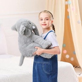 Elephant Weighted Stuffed Animals 5 lbs 16 inches Gray, Large Weighted Elephant Plushie Cuddly Pillow Gift for Kids & Adults