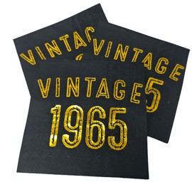 Vintage 1965 Cocktail Napkins for 60th Birthday Napkins, 50PK - 3-Ply Birthday Napkins,Cheers to 60 Years,60th Birthday Decoration Party Supplies,Gold - Handmade