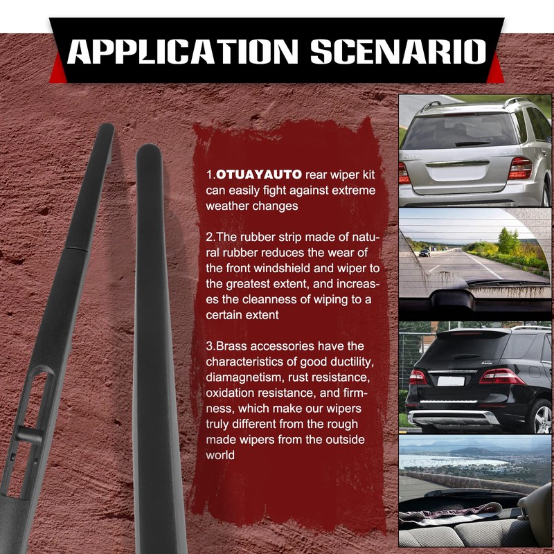 OTUAYAUTO Rear Windshield Wiper Arm Blade Set - Replacement for