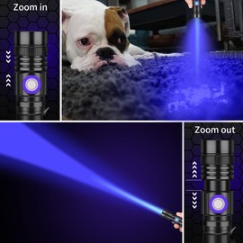 DARKBEAM UV Taschenlampe Schwarzlicht Aufladbar, Woodsche Lampe Schwarzlichttaschenlampen Ultraviolett LED Licht 365nm Mini Hand, im Taschenformat Clip, Heimtierurindetektoren, Harzaushärtung, 2-Pack