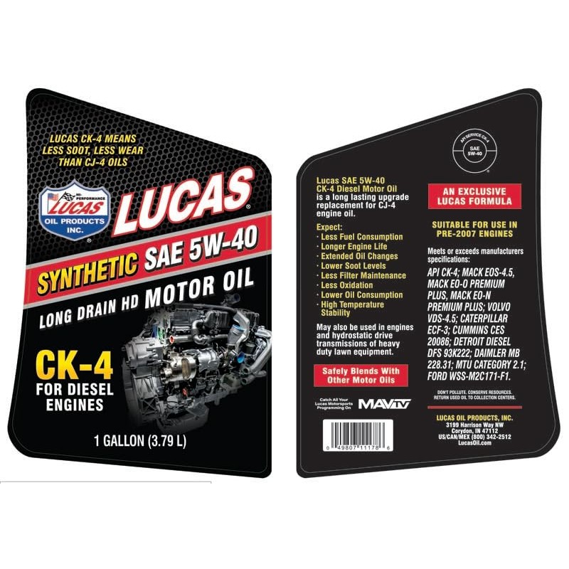 Lucas Oil 11178 Synthetic SAE 5W-40 HD Motor Oil API