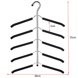3 Pack 5 in 1 Hangers Blouse Tree Hangers Non Slip Space Saving Clothes Hanger Multi-Layer Clothes Hangers Stainless Steel Sweater Shirt Hanger Closet Storage Organizer(Black)