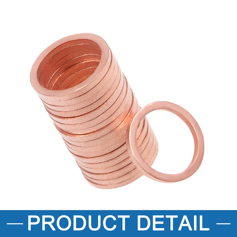 A ABSOPRO 16mm x 20mm x 2mm Copper Flat Washer