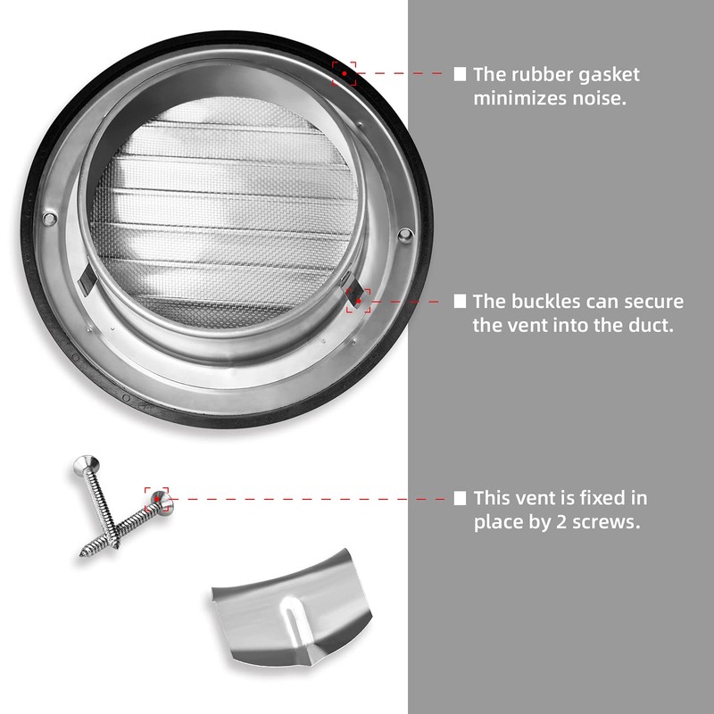 WeCooper 304 5-Inch Stainless Steel Air Vent 125mm, Round Bull