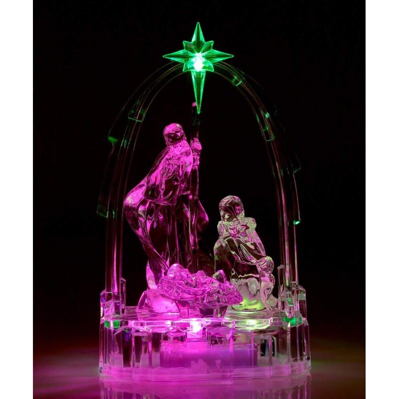 The Christmas Workshop Nativity Ornament, Clear with Multi Coloured LED,