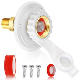 RV White City Water Fill Inlet Flange Brass Check Valve 3/4 NH Female to 1/2 NPT Male Flush Mount Lead-free Brass Water Inlet with Dust Plug for RV Marine Camper Motorhome Trailer (A)