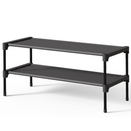 Kitsure Shoe Rack - Premium Non-Woven Shoe Rack Shelf, Shoe Organizer for Closet, Entryway, Garage & Corridor, Sturdy & Durable Long Stackable Shoe Shelves, Small, Black