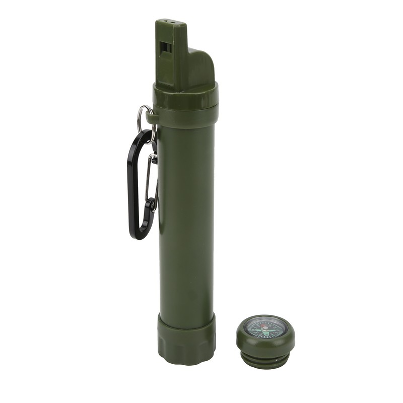 Outdoor Water Filter Straw Water Purifier with Compass Whistle Carabiner