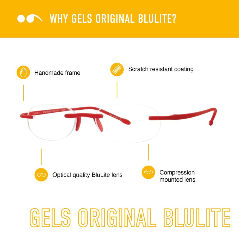 Scojo New York Gels Original Blue Light Reading Glasses, Handmade