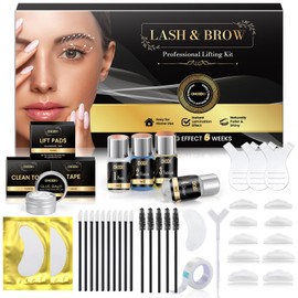 Lash Lift and Eyebrow Lamination Kit, Eyelash Curling & Perm Set, Salon & DIY Home Use, Lasts Up to 8 Weeks (Black)