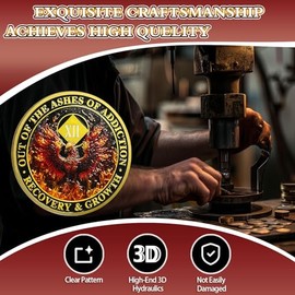 AtSKnSK Phoenix 12 Year Sobriety Coin, Rising From the Ashes NA Coin | Narcotics Anonymous Recovery Anniversary Token, Twelve Year Sober Chip - Sobriety Gifts for Men and Women