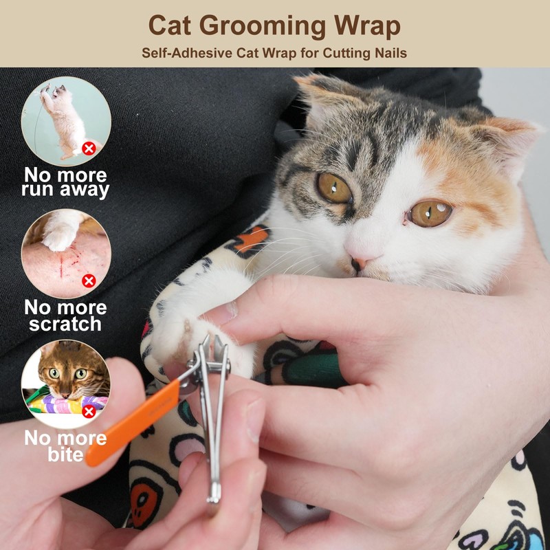 maiwoste 27.6" Large Cat Grooming Wrap – Anti-Escape Cat Wrap
