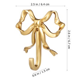 Bow Hook for Wall Decorative Bowknot Hook Gold Coat Hooks Wall Peg Hook Bow Hanging Hook Towel Hook Brass Bow Hook for Home (2.63X2.52X0.59in,Gold)