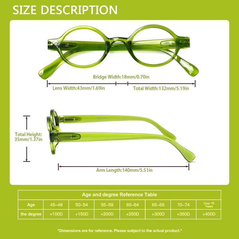 JOSCHOO 5 Pack Retro Round Reading Glasses Mini Small Comfortable
