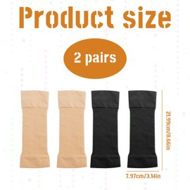 Nangilo Compression Sleeve Arm, 2 Pair Arm Compression Sleeves for Women, Arm Sleeves, Arm Support for Lymphedema,Varicose Veins,Swelling, Arminjury,Do Yoga, Exerci, Sports(Black, Flesh Color)