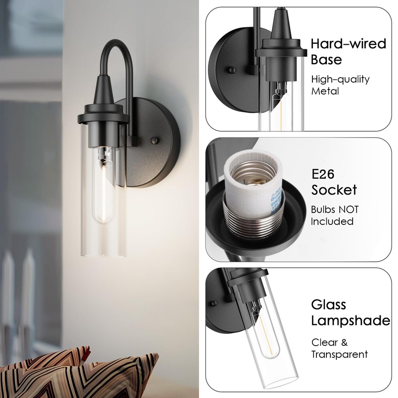 Aipsun Black Wall Sconces Set of Two, Sconces Wall Lighting