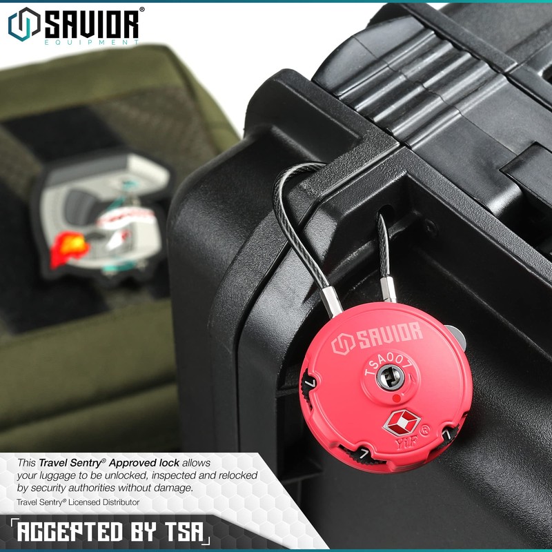 Savior Equipment Quality TSA-Approved 3-Digit Combination Cable Travel Luggage Locks