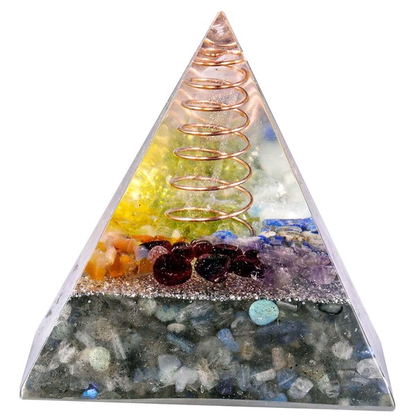 Mookaitedecor Healing Stone Crystal Pyramid with Labradorite Positive Energy Pyramid for EMF Protection Meditation / Yoga / Healing Chakra / Home Culture 50 mm