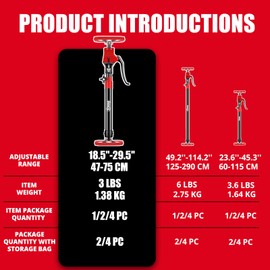 XINQIAO Cabinet Jacks for Installing Cabinets, Heavy Duty Third Hand Tools Adjustable Support Pole from 18.5 in to 29.5 in, 1 PC