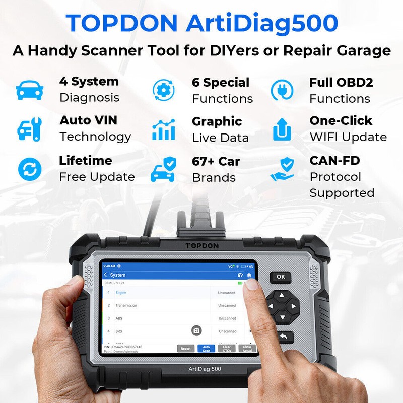 TOPDON Car OBD2 Scanner Topdon AD500 Code Reader ABS SRS