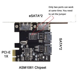 Chenyang PCIe X1 to 2 SATA 3.0 ＆ 2 eSATA PCIE SATA3 6Gbps PCIe Expansion Card Adapter