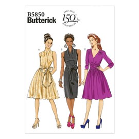 Butterick Patterns B5850 Size B5 8-10-12-14-16 Misses' Dress, Pack of 1, White, M