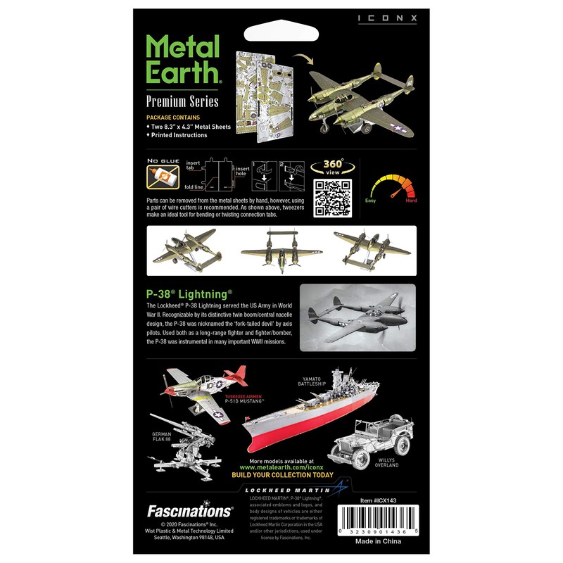 Metal Earth: Iconx Lockheed P-38 Lightning