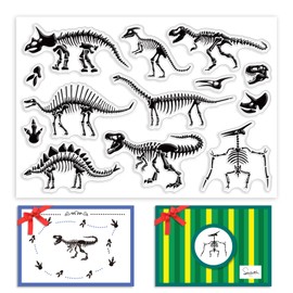 PH PandaHall Clear Stamp Rubber Stamp Paleontology Dinosaur Bone Art Stamp Stamp Transparent Stamp Craft Card Notebook Album Letter Decoration Card Retro Decoration DIY Tool Accessory 16x11x0.3cm