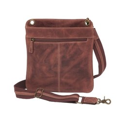 Gun Tote'n Mamas Leather Crossbody Flat Sac, Distressed Buffalo Red
