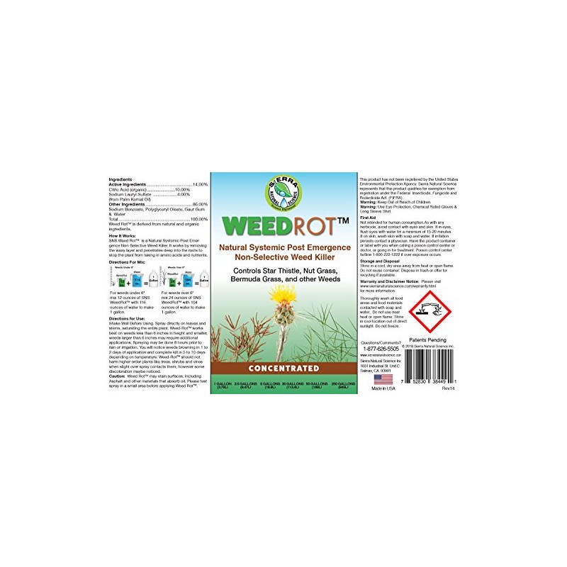 Sierra Natural Science - WeedRot - Naturally Systemic Weed Killer
