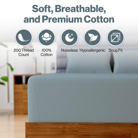Superity Luxurious Hotel Quality Full Fitted Sheet 100% Cotton Ultra Soft, Skin-Friendly & Hypoallergenic Deep Pocket Fits 16 Mattress Easy Care & Snug Fit (Full Size - 54 X 75)