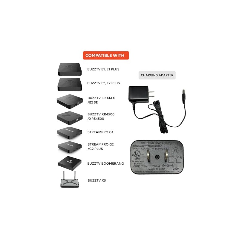 Buzz TV Power Supply Adaptor Compatible with XR4500, XRS4500, E1,