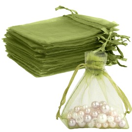 Organza Bags,100 Pcs Mesh Bags,Favour Bags,Jewellery Bags,Small Drawstring Bag,Jewellery Pouch,Little Bags,Organza Gift Bags,Bracelet Bags,Organza Bag,Mini Organza Bags(White 8×10Cm） (Dark Green)