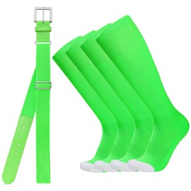Baseball Socks and Belt Combo for Youth Adult - Softball Socks and Belt for Boys and Grils (Neon Green)