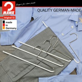 Mawa by Reston Lloyd Trouser Series Non-Slip Space-Saving Clothes Hanger with Single Rod for Pants, Style KH/1, 1-Each, White