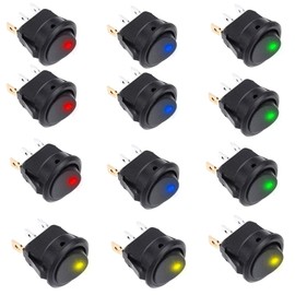 JZK 12 x Auto Rundwippschalter 12V 20A LED Beleuchteter Wippschalter für Auto Boot Haushaltsanwendung