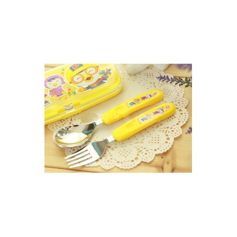 Pororo Cutie Spoon & Fork Set with Hard Case